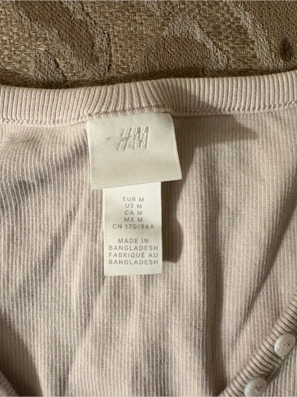 H&M Ribbed V-Neck Button Tank Top - Cream - Picture 3 of 3
